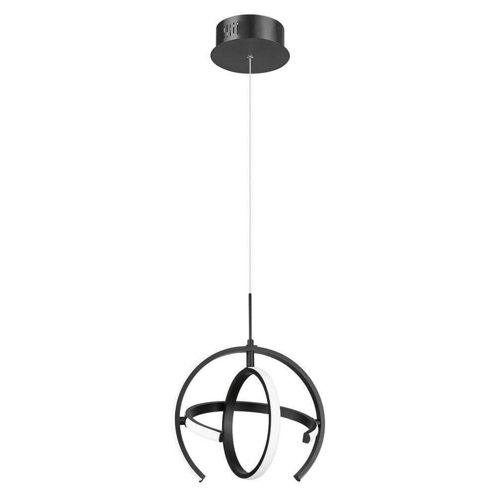 25-Watt 1-light Chrome Black Integrated LED Pendant Light With Adjustable Height Dimmable 3-Ring 3000K Chandeliers price history on PriceWatchPro