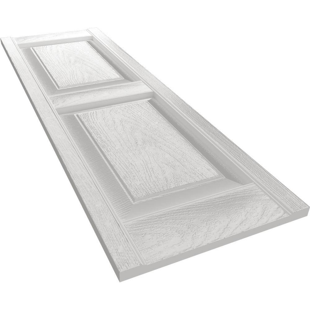 White Raised Panel Vinyl Decorative Shutters, 14.75 x 31 inches