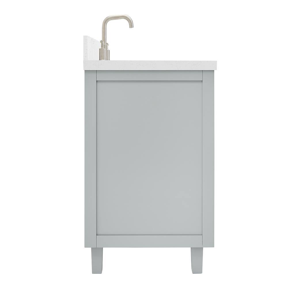 Gray Solid Wood Single Sink Bathroom Vanity with Carrara Quartz Top