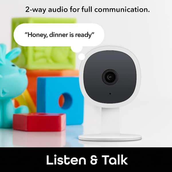 Geeni Vision 2K Wired Plug-In Indoor Smart Security Camera, Flexible Stem, Night Vision, Two-Way Talk, Live View, White