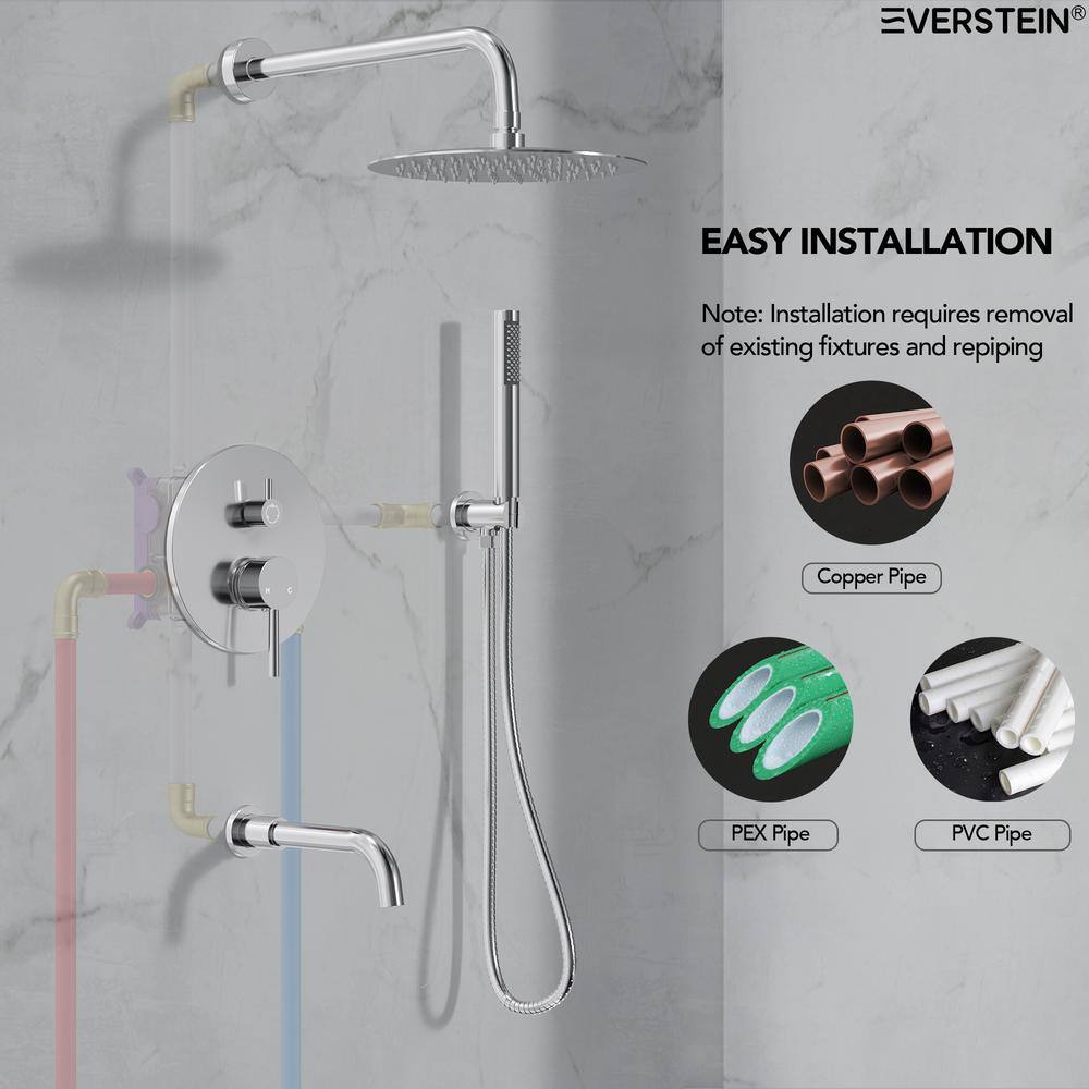 Chrome 10" Rainfall Wall Mounted Shower System with Handheld