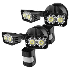 18-Watt 1800-Lumens 180° Black Motion Sensor Outdoor Integrated LED 5000K Waterproof Dusk to Dawn Flood Light (2-Pack)