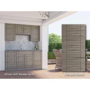Tampa Weatherwood 22-Piece 67.25 in. x 84 in. x 25 in. Outdoor Kitchen Cabinet Set