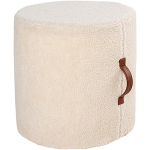 Eglisau Solid Cream Polyester Cylinder Accent Pouf