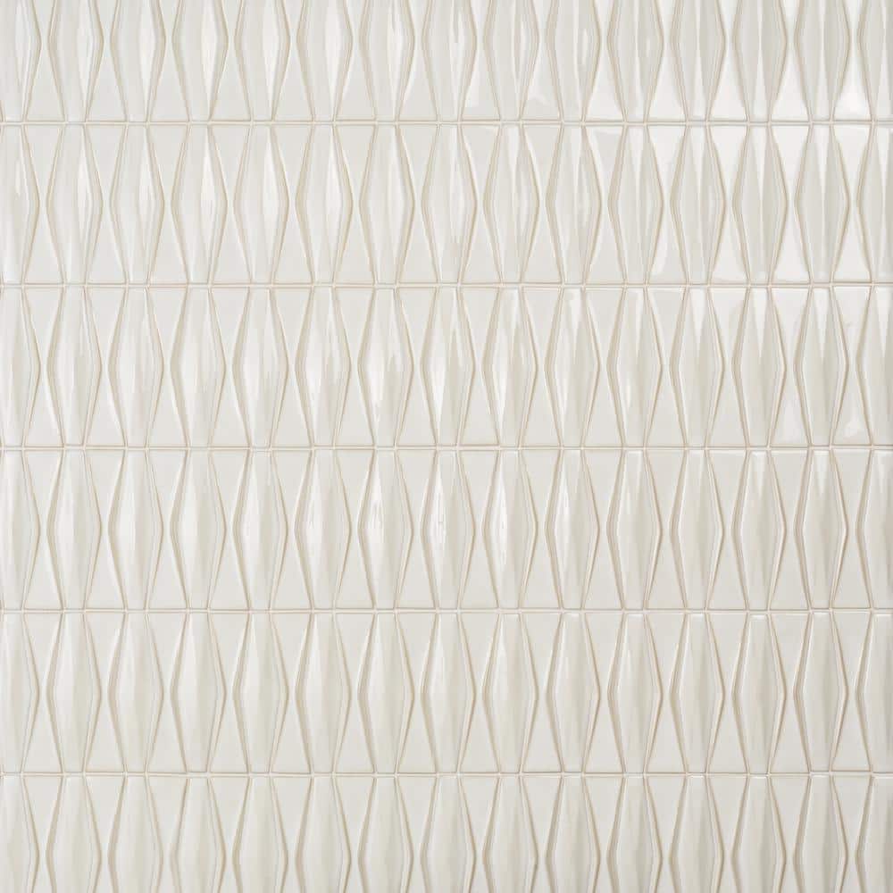 Natural White Geometric Glass Mosaic Tile 2x8