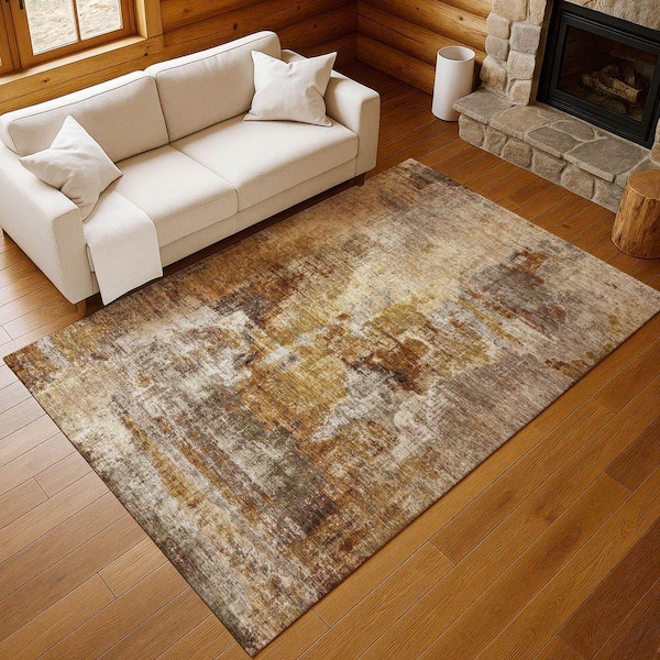 Chantille Machine Washable Indoor/Outdoor Abstract ACN2300 Walnut 8 ft. x 10 ft. Area Rug