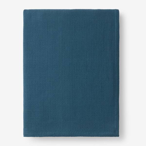 The Company Store Cotton Weave Teal Solid Full Woven Blanket KO33F