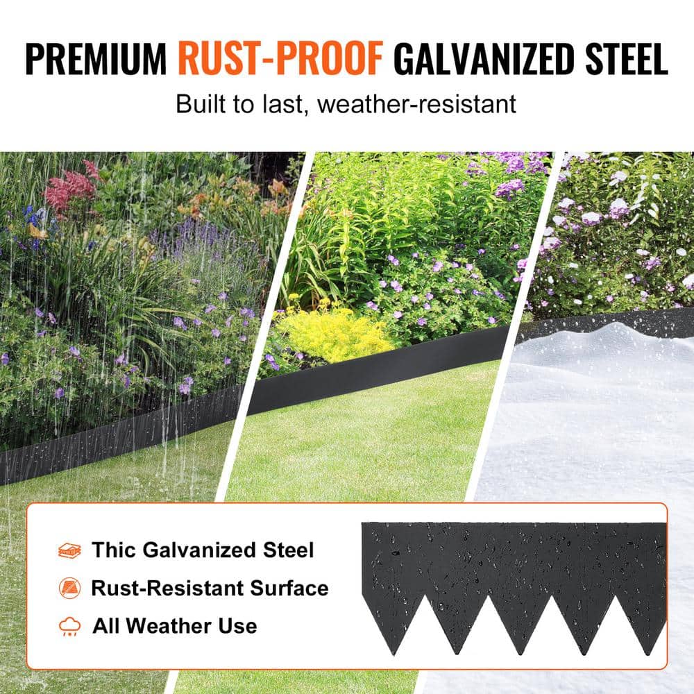 Black Galvanized Steel Garden Edging Border Set