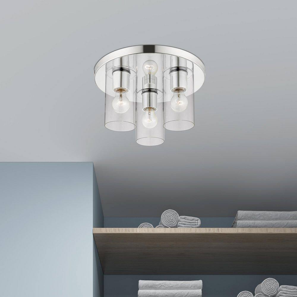Zurich Polished Chrome 3-Light Flush Mount with Clear Glass