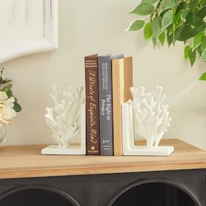White Metal Coral Bookends (Set of 2)