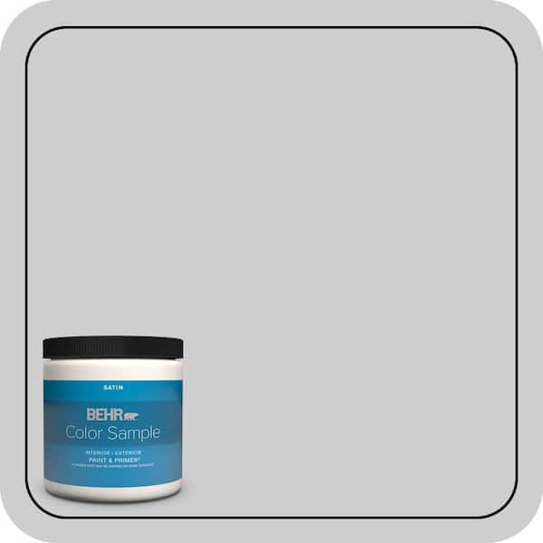 BEHR PREMIUM PLUS 8 oz. #770E-2 Silver Screen color Satin Enamel Interior/Exterior Paint & Primer Color Sample