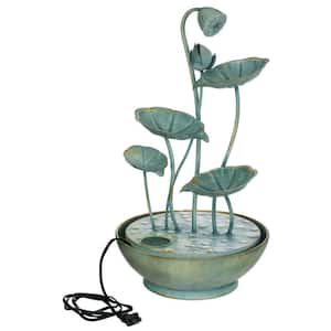 20" Verdigris Lily Pad Iron Fountain