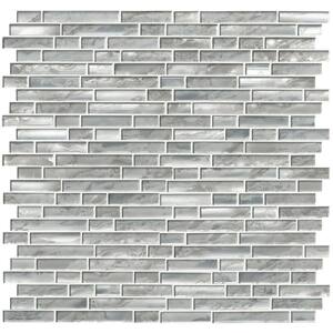 Silver Canvas Interlocking 12 in. x 12 in. x 8 mm Glass Mesh-Mounted Mosaic Tile (9.7 sq. ft. / case)