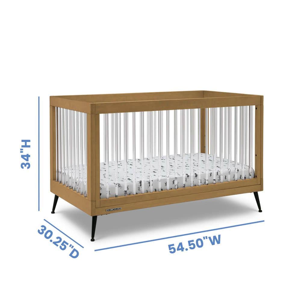 Acorn Matte Black Acrylic Convertible Crib with Metal Feet