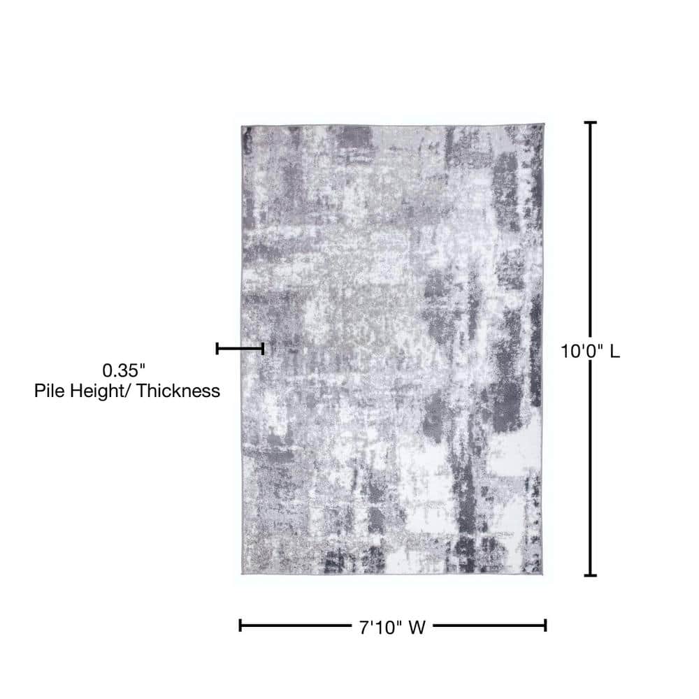 Contemporary Abstract Gray Synthetic 95'' Area Rug