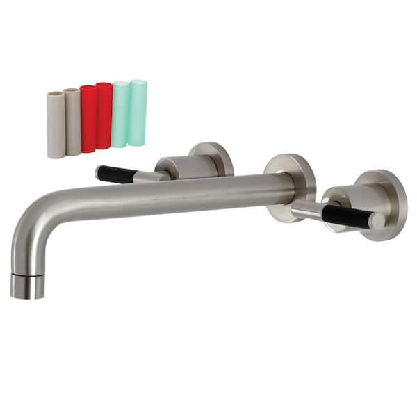 Kingston Brass Kaiser 2-Handle Wall-Mount Roman Tub Faucet in Brushed Nickel (Valve Included)