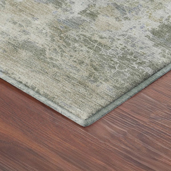 Mayfield Premium Machine Washable Abstract AMF2364 Sage 8 ft. x 10 ft. Area Rug