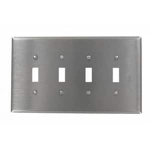 Stainless Steel 4-Gang Single Outlet Wall Plate (1-Pack)