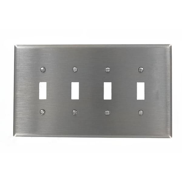 Leviton Stainless Steel 4-Gang Single Outlet Wall Plate (1-Pack)