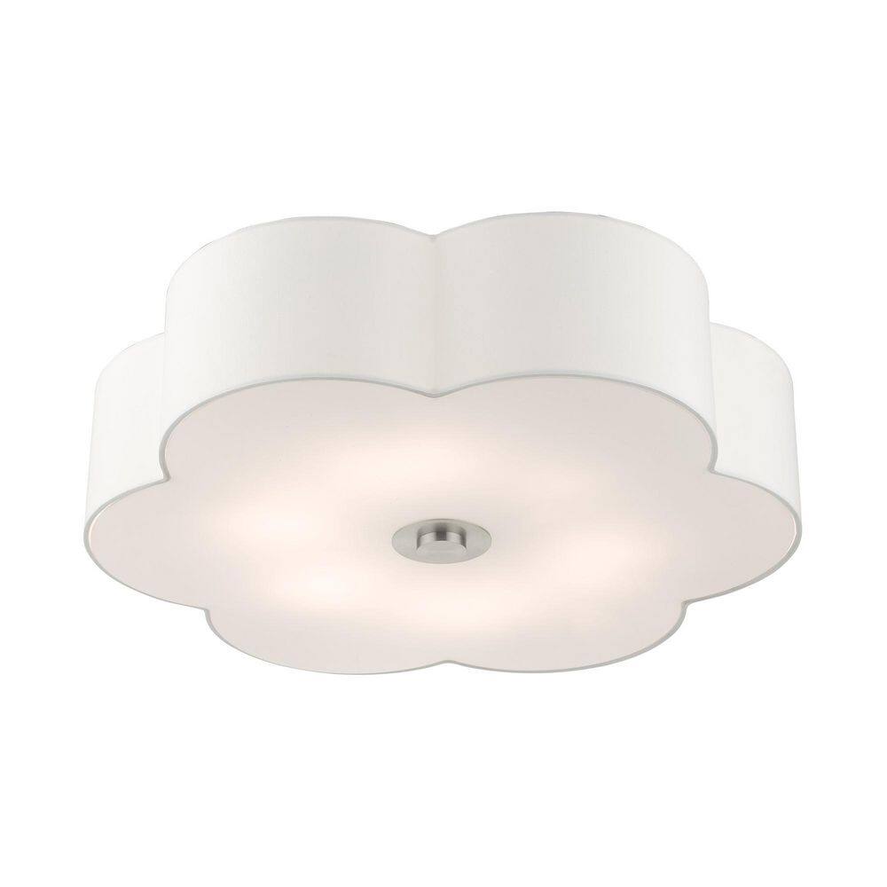 Chelsea Brushed Nickel 6-Light Semi-Flush Mount with Scalloped Shade