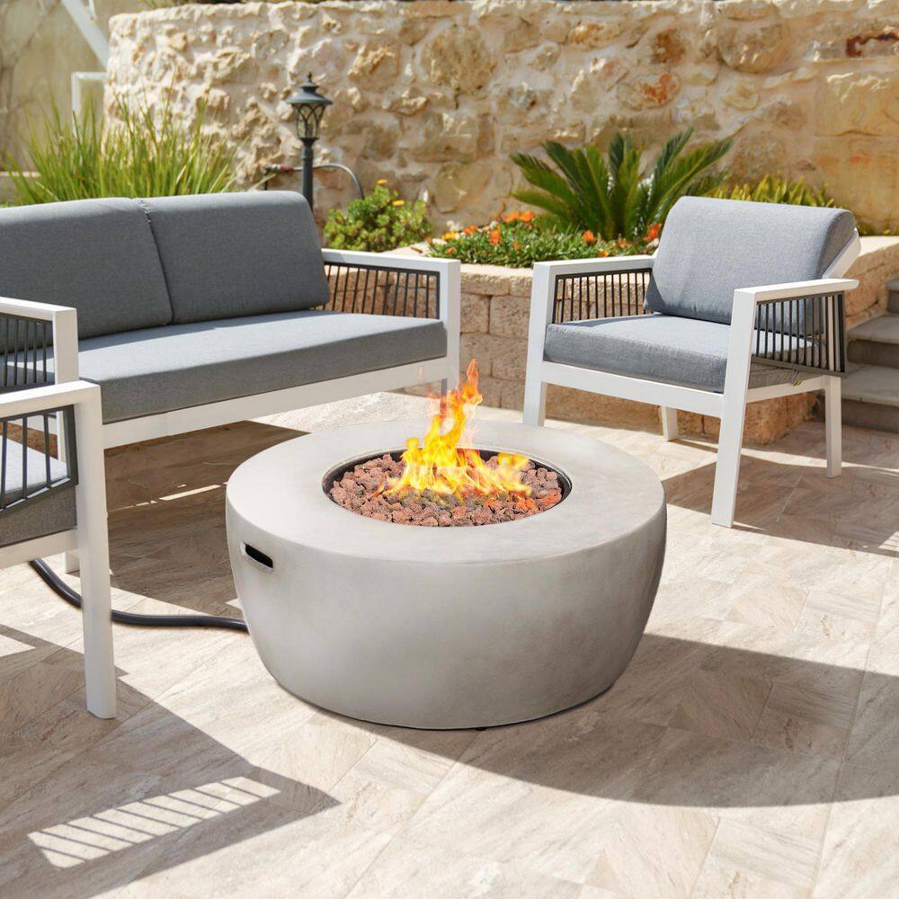 Gray 36" Round Concrete Propane Gas Fire Pit