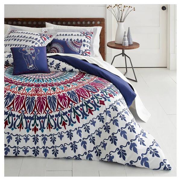 Azalea Skye Hanna Medallion 3-Piece Navy Geometric Full/Queen Duvet Cover Set