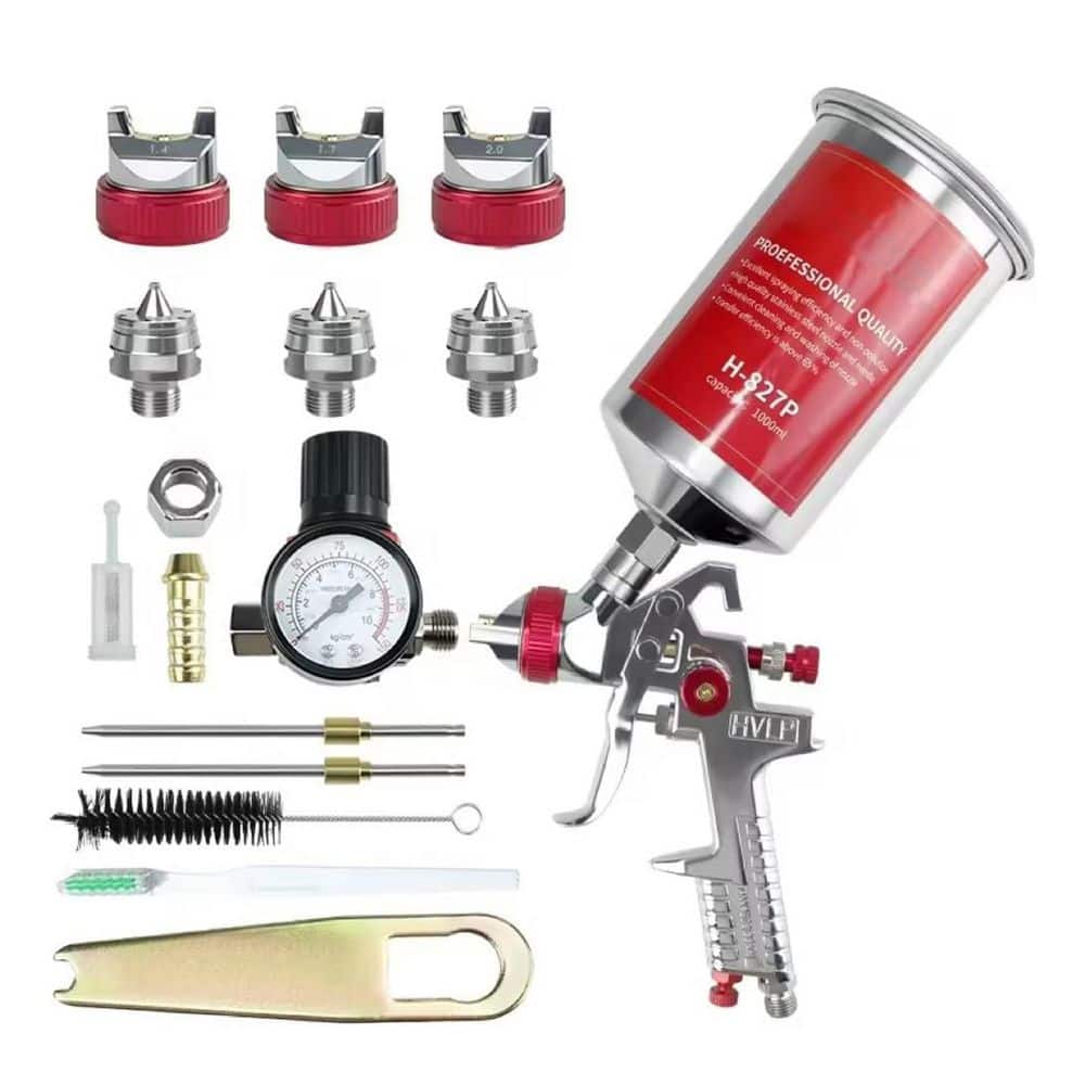 1000cc Gravity Feed HVLP Air Spray Gun Kit with 1.4mm 1.7mm 2.0mm Nozzles for Car Primer Furniture Wall Paint price history on PriceWatchPro