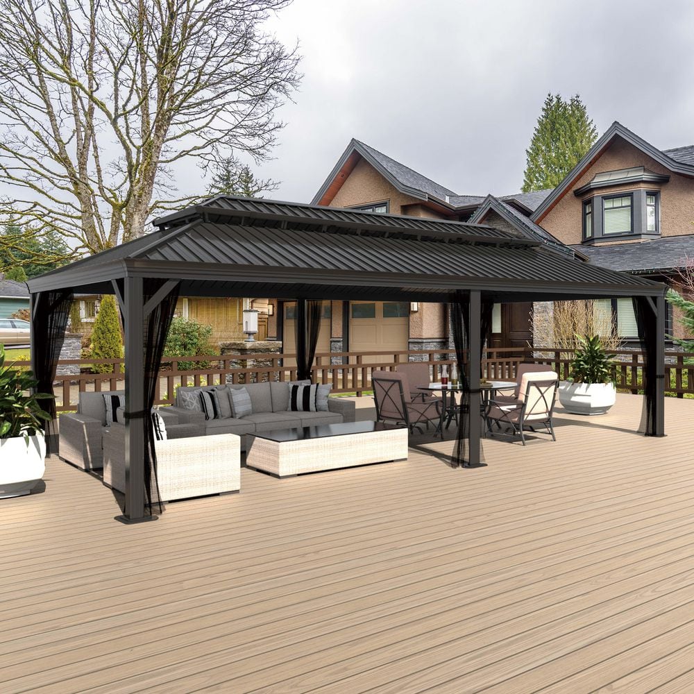 VEIKOUS 24 ft. W x 14 ft. D Aluminum Hardtop Gazebo with