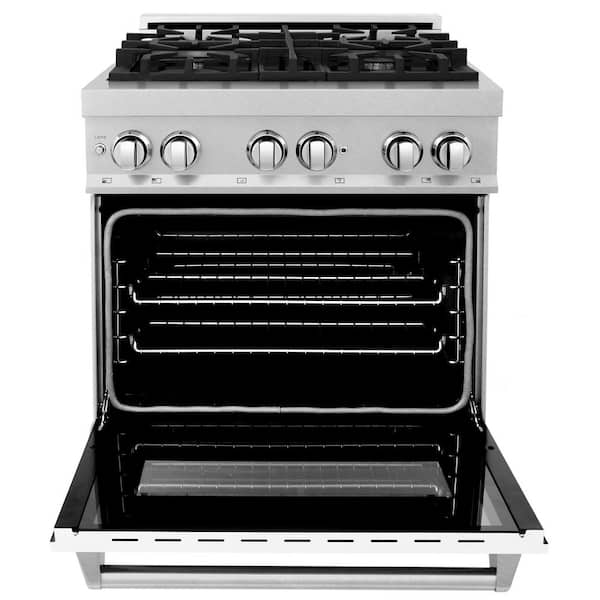 30 in. 4 Burner Dual Fuel Range with White Matte Door in Fingerprint Resistant Stainless Steel