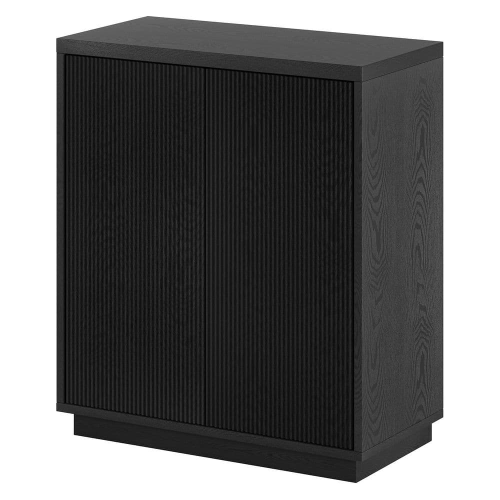 Black Grain Modern Rectangular Accent Cabinet with Adjustable Shelving