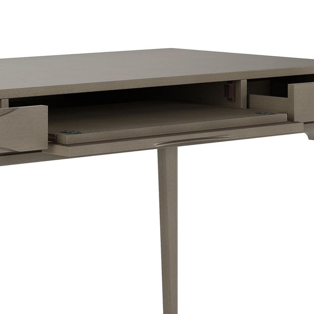 Generous Farmhouse Grey Solid Hardwood Desk with Keyboard Tray
