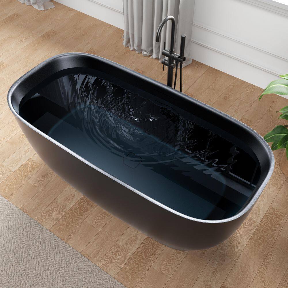 Piete Series 68 x 32 Soaking Flat Bottom Freestanding Bathtub with Center Drain in Black price history on PriceWatchPro