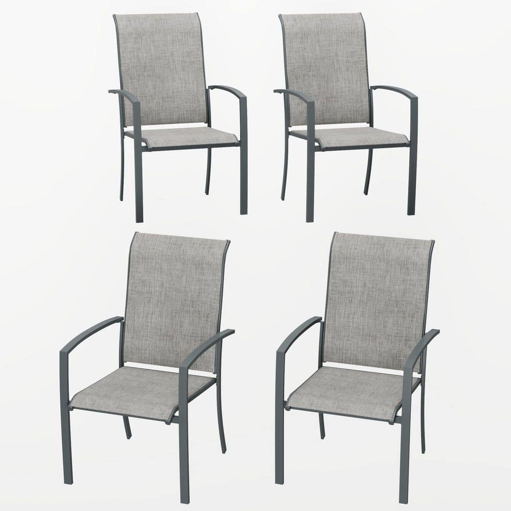 4-Piece Stackable Outdoor Patio Dining Chairs with All-Weather Metal Frame and Breathable Textilene Fabric in Gray price history on PriceWatchPro