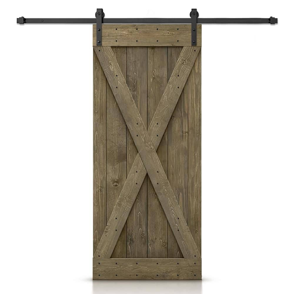 44 in. x 80 in. X Series Solid Core Aged Barrel Stained DIY Wood Interior Sliding Barn Door with Hardware Kit price history on PriceWatchPro