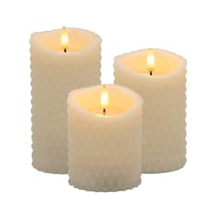 Battery Operated Textured Candles - White, Set of 3