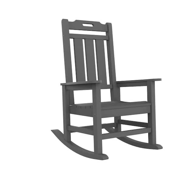 TIRAMISUBEST 27 in. W x 32 in. D x 41 in. H Gray Plastic HDPE Outdoor Rocking Chair