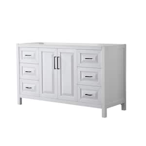 Daria 59 in. W x 21.5 in. D x 35 in. H Single Bath Vanity Cabinet without Top in White