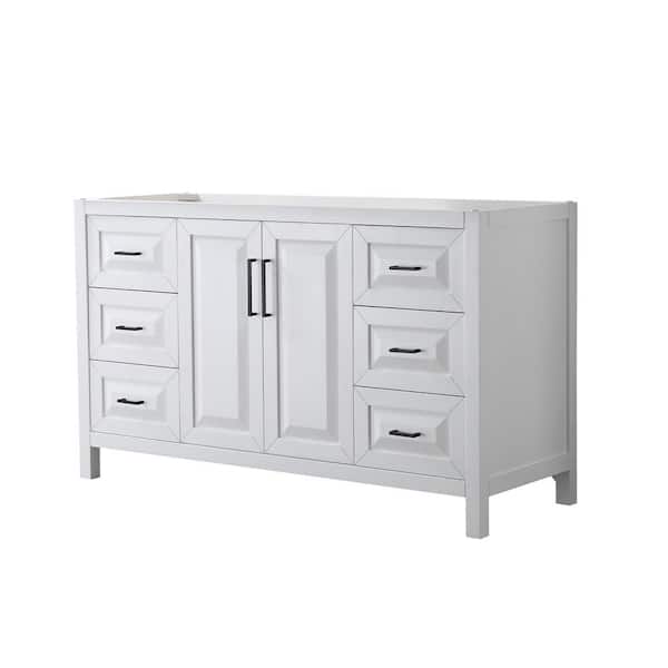 Wyndham Collection Daria 59 in. W x 21.5 in. D x 35 in. H Single Bath Vanity Cabinet without Top in White