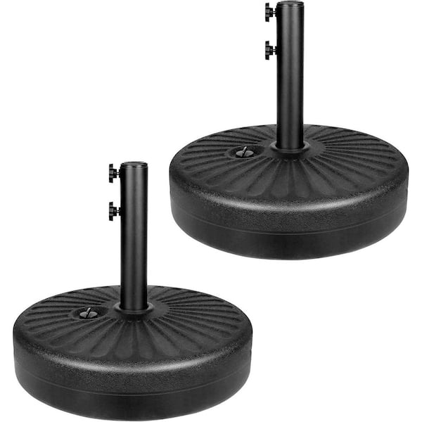 2-Piece 6 lbs. Plastic Heavy Duty Patio Umbrella Base in Black with 50 lbs. Weight Capacity