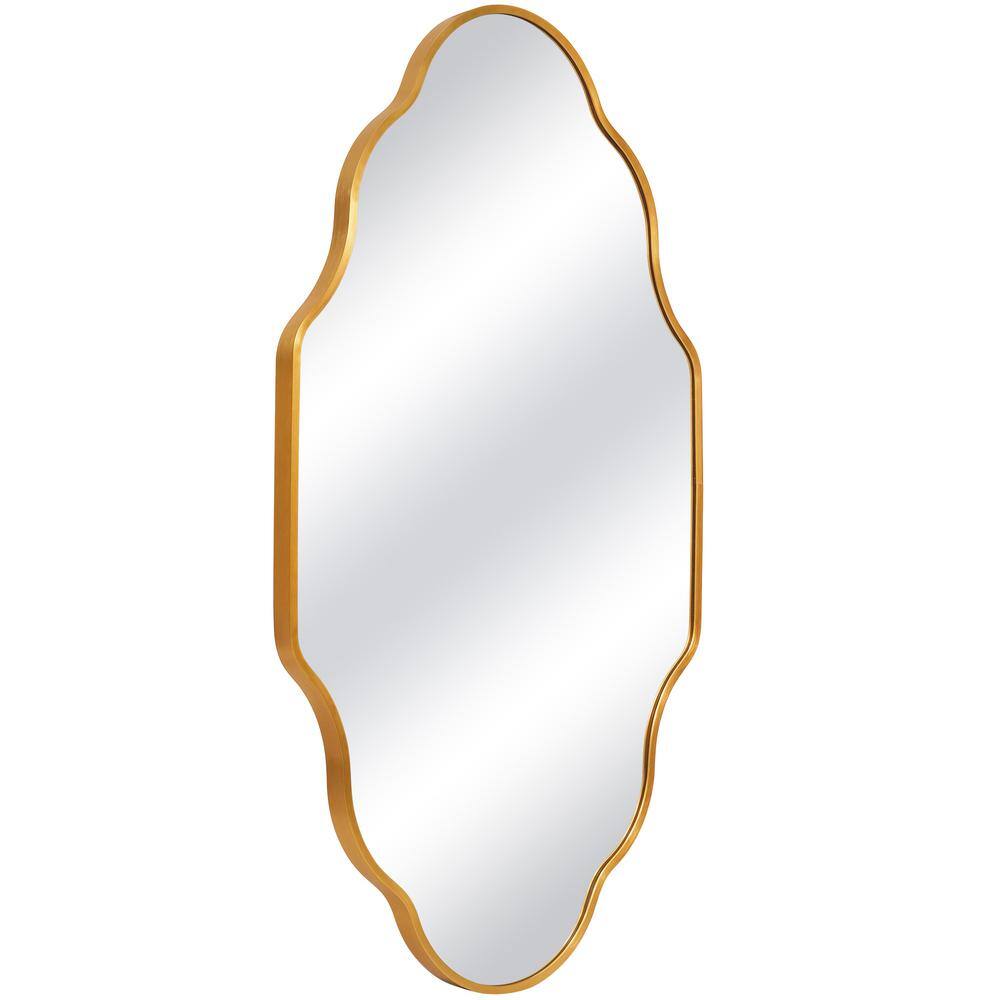 Gold Scalloped Oval Wall Mirror with Aluminum Frame