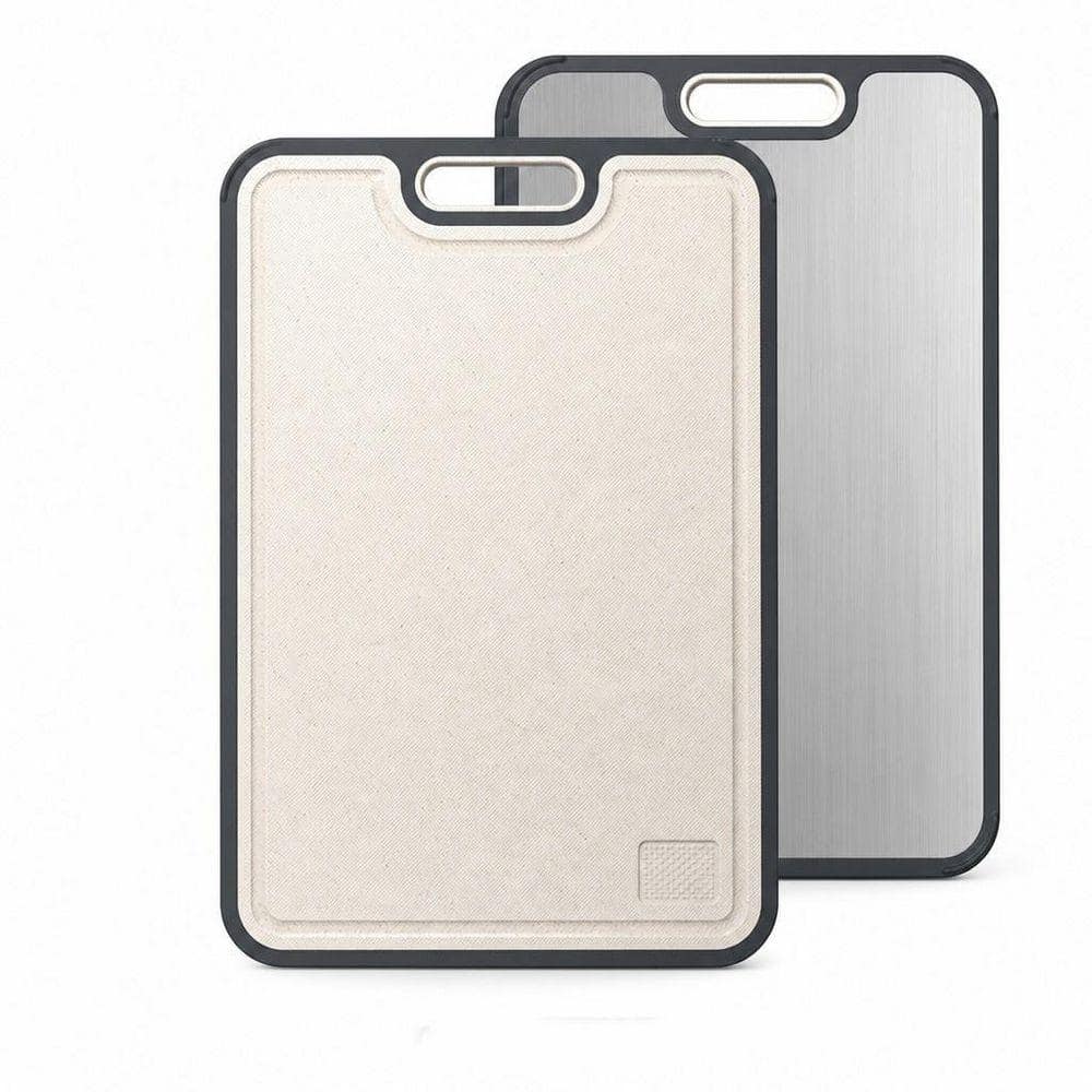 15.8 in. Silver Titanium Cutting Boards with Double Side for Kitchen, Titanium and Wheat Straw PP, Dishwasher Safe