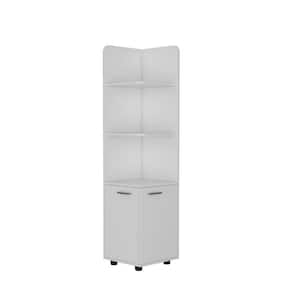 14.76 in. W x 14.17 in. D x 62.2 in. H White Bathroom Storage Cabinet with 2-Door and 4-Shelf
