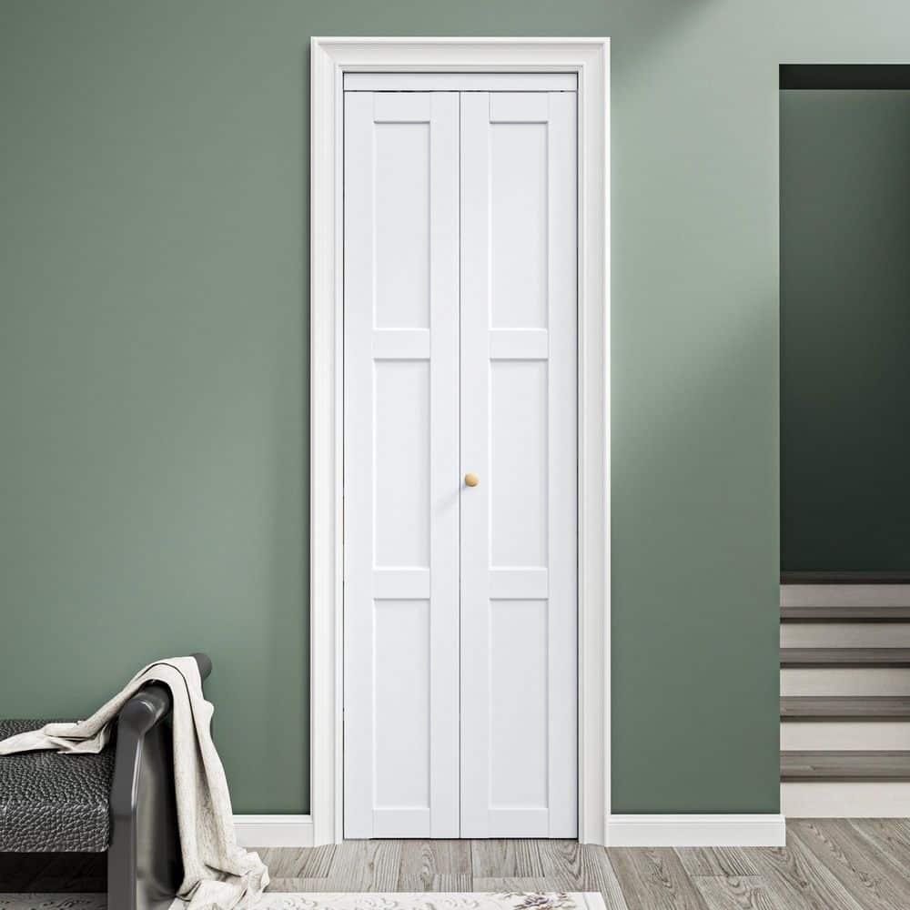 24 in. x 96 in. 3-Lite Solid Core Panel White Primed Composite MDF Interior Closet Bi-fold Door with Hardware Kit price history on PriceWatchPro