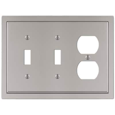 Averly 3 Gang 2-Toggle and 1-Duplex Metal Wall Plate - Satin Nickel