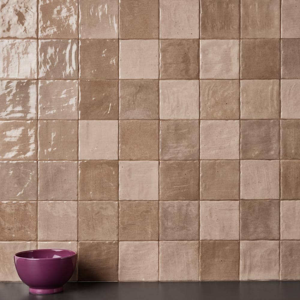 Kingston 4" x 4" Brown Glazed Ceramic Wall Tile