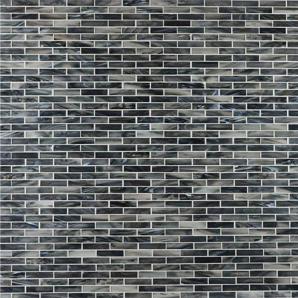 Night Black Polished Glass Mosaic Wall Tile