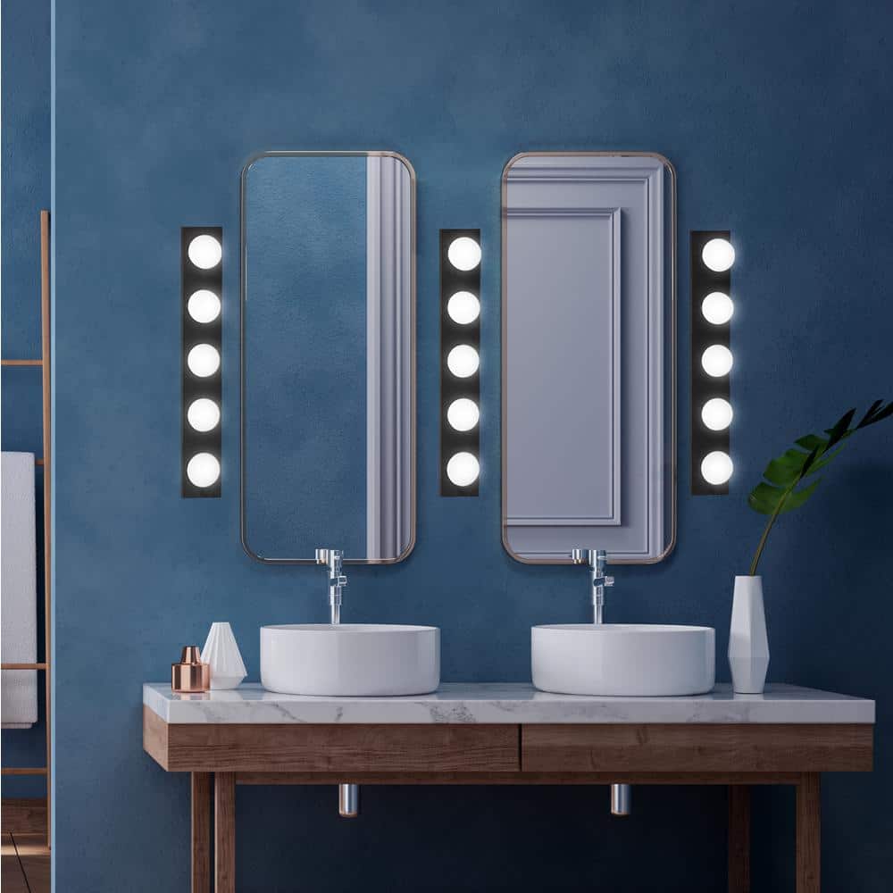 Matte Black 5-Light Dimmable Vanity Strip Light