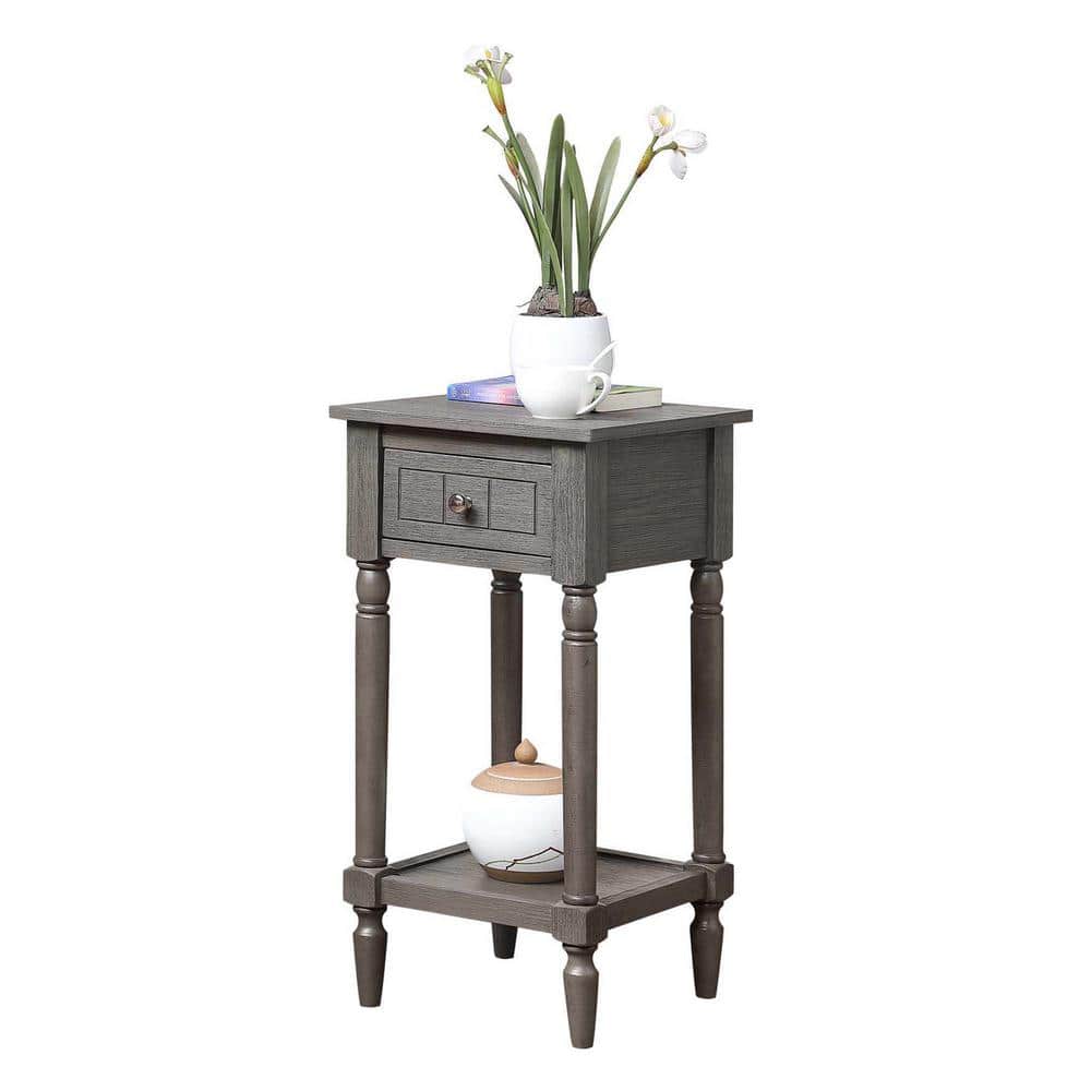 Dark Gray Wirebrush French Country Accent Table with Storage