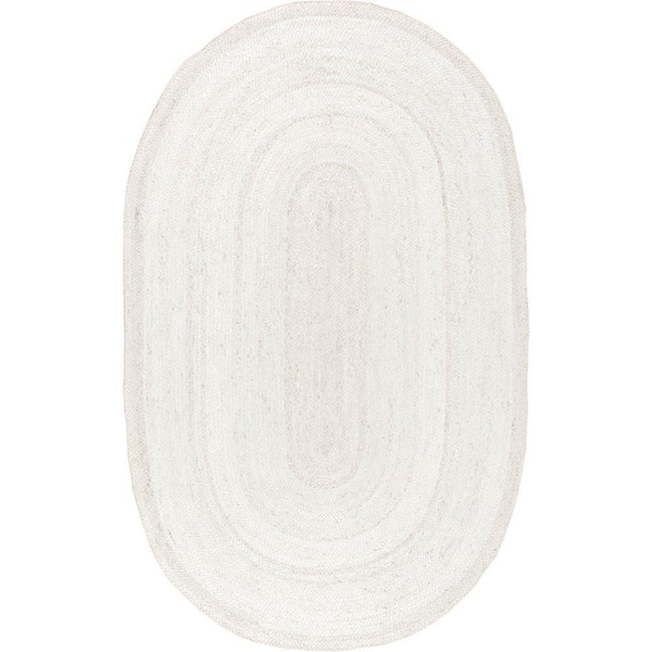 nuLOOM Rigo Chunky Loop Jute OffWhite 9 ft. x 12 ft. Oval Rug TAJT03B9012O The Home Depot