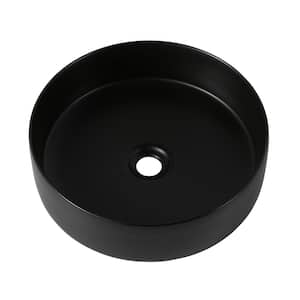 Single 15.7 in. Corner Round Bathroom Sink in Matte Black Ceramic